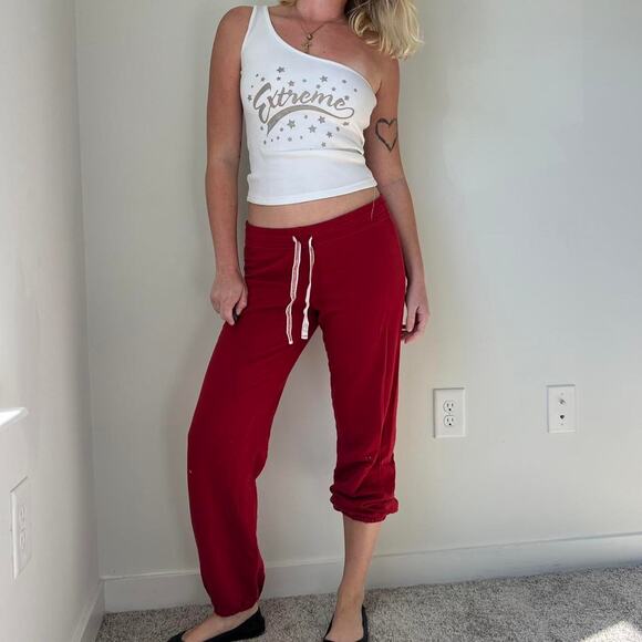 Vintage red drawstring joggers classic - Picture 1 of 8